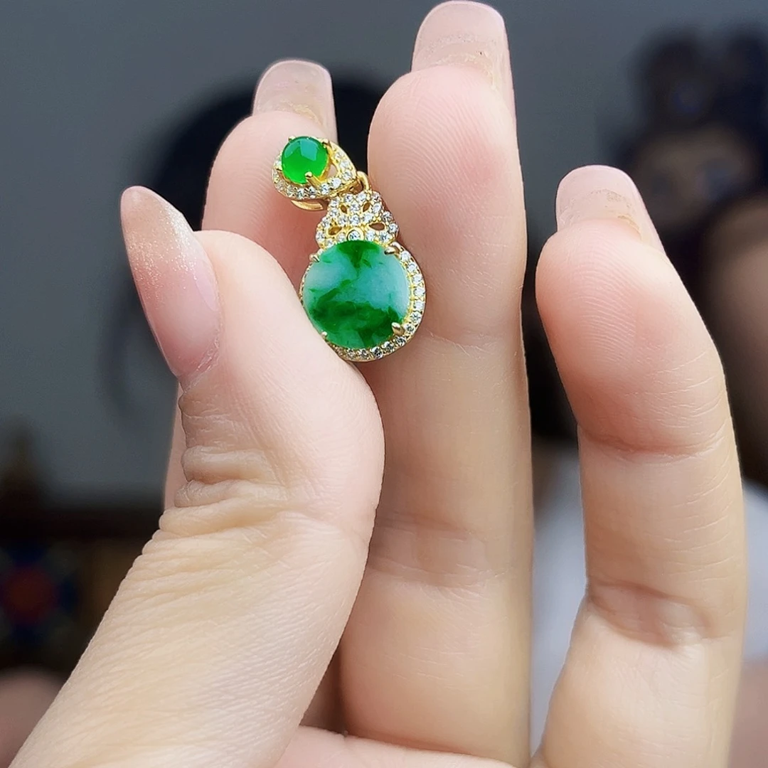 翡翠银S925镶嵌颈饰吊坠