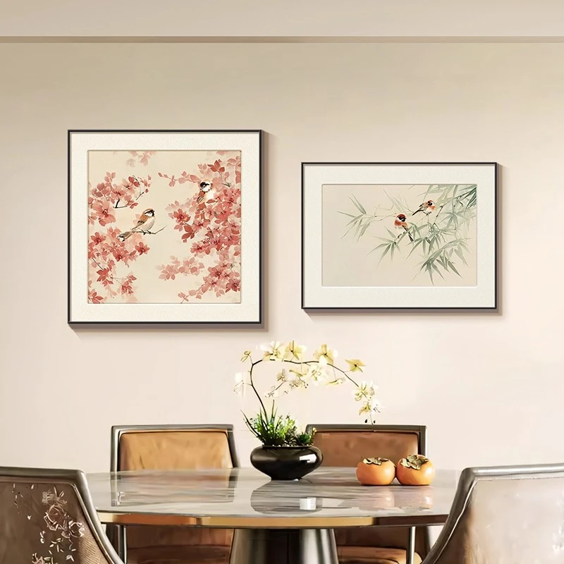 大白墙挂画喜上眉梢餐厅客厅装饰画宋代美学中式卧室床头书房壁画