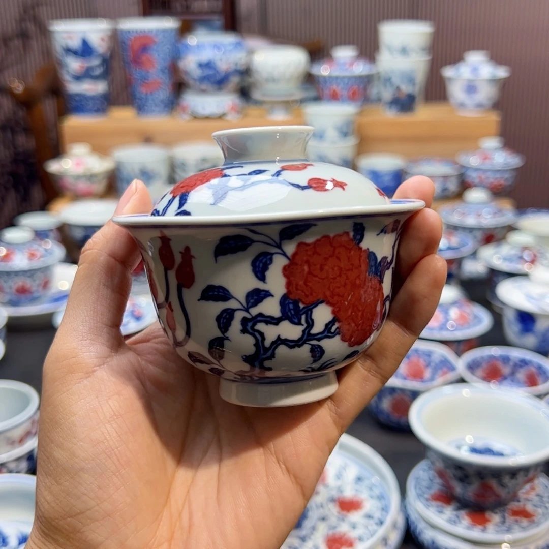 微瑕玫瑰花盖碗盖下120