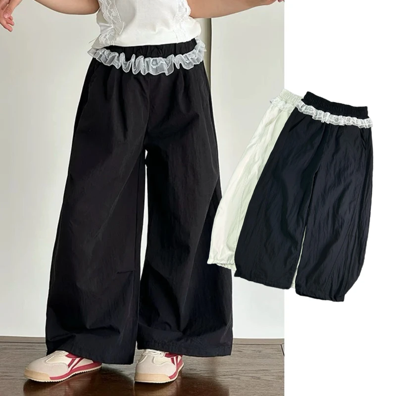 女童夏装儿童阔腿裤宽松薄款女孩夏季格子防蚊裤洋气