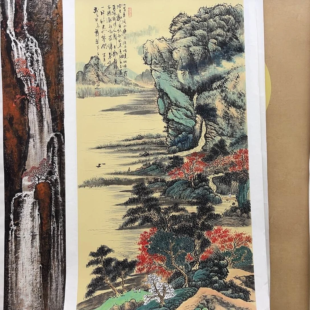 国画手绘国画，山水画心