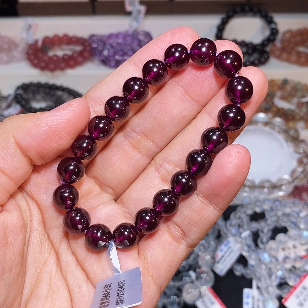 手串未镶嵌石榴石（紫牙乌）高品紫牙乌石榴石9.1mm