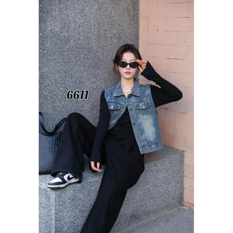 新HHY6611（聚水潭）女士春季新款牛仔马甲复古感休闲百搭