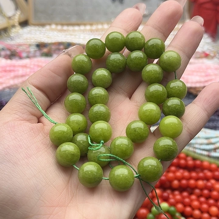 玛瑙/玉髓珠宝半成品未镶嵌一条12mm左右橄榄石珠