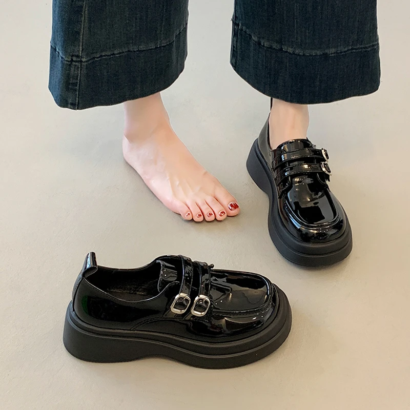 米色乐福鞋女2025新款厚底小皮鞋学院风玛丽珍鞋日系jk鞋英伦单鞋