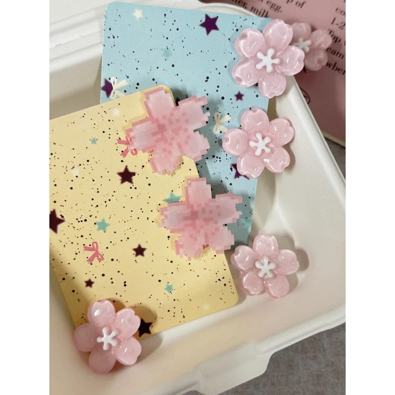 粉色像素风樱花发夹水波纹冰透侧边刘海夹甜美果冻少女心鸭嘴夹潮