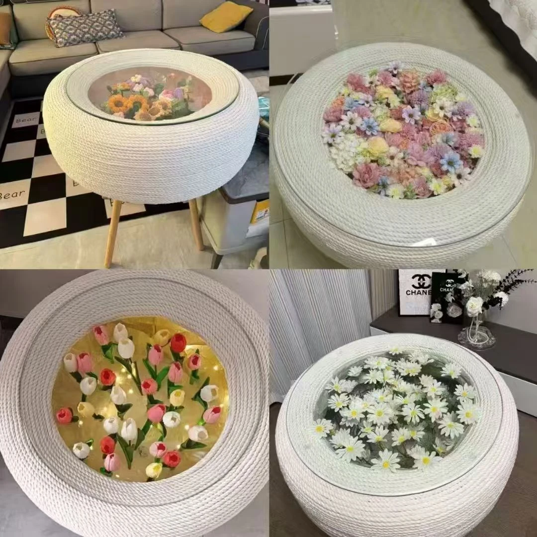 轮胎茶几DIY手工材料包含白色麻绳全套