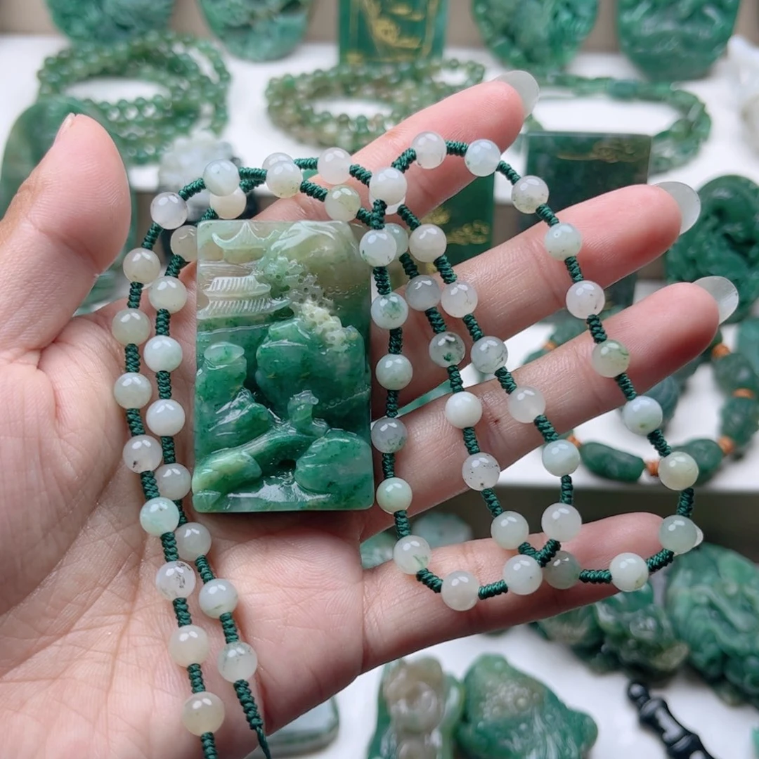 独山玉未镶嵌挂件定制赠链子飞***2