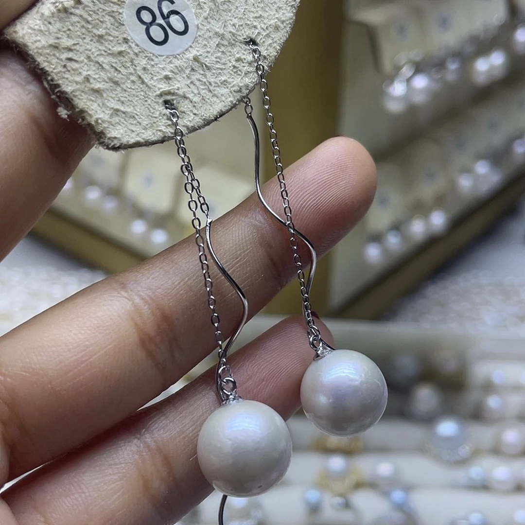 淡水珍珠耳饰银S925镶嵌