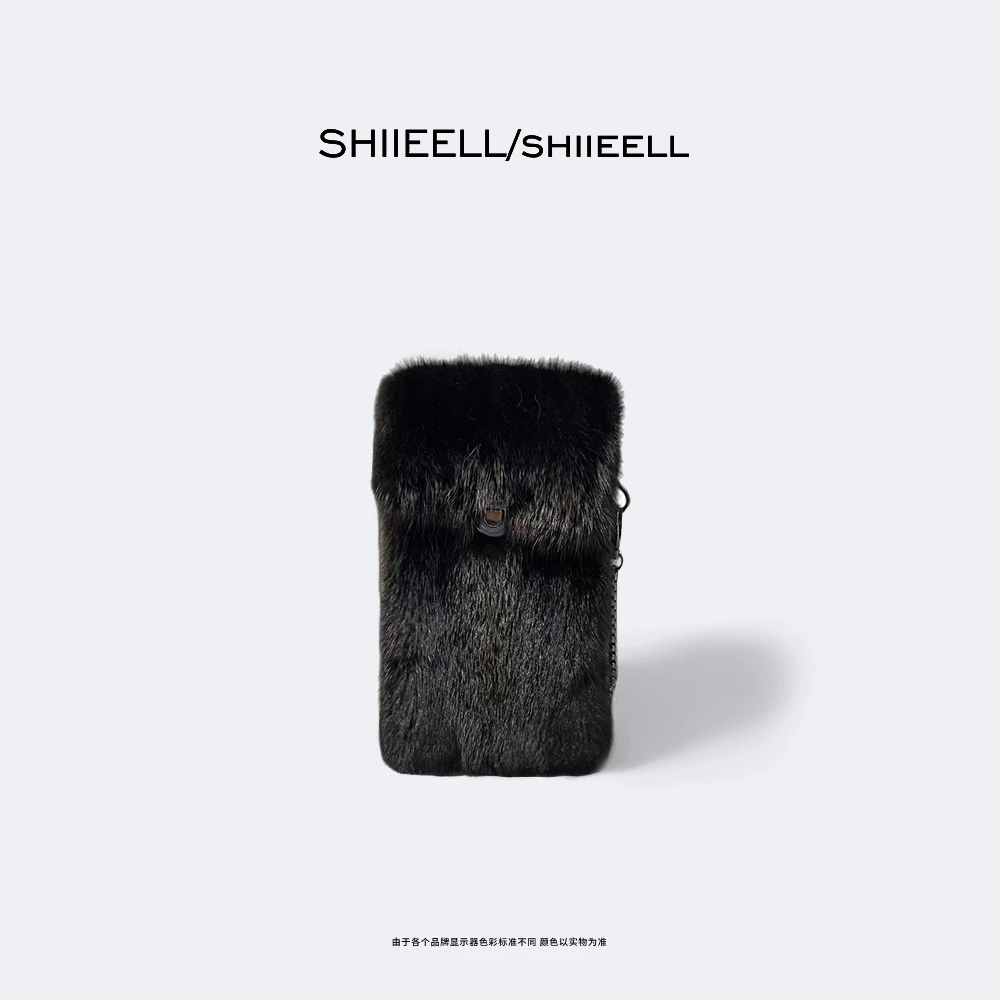 SHIIEELL 手提款斜挎包手机包毛绒单肩简约女款BB50295