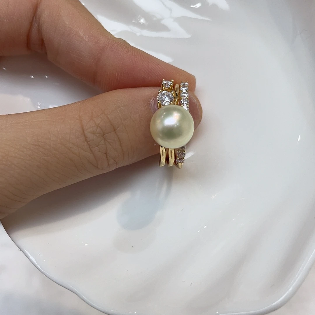 银S925镶嵌戒指海水珍珠