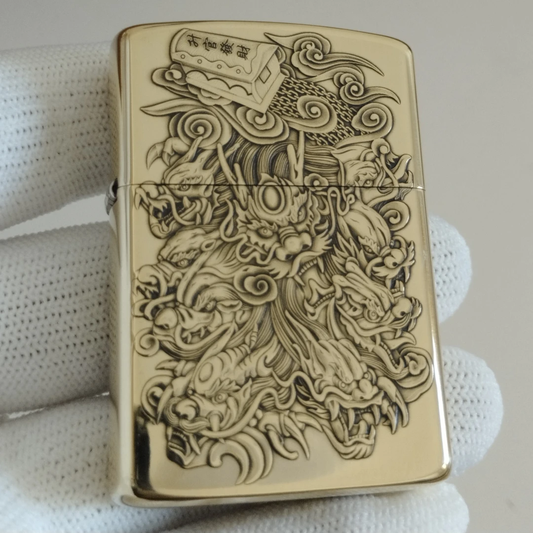 佐罗【九龙拉棺】3D立体浮雕➕精雕902S 纯铜防风打火机