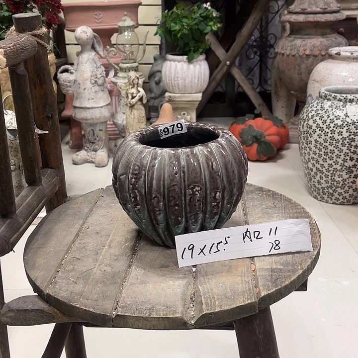 979冰裂蓝灰南瓜盆