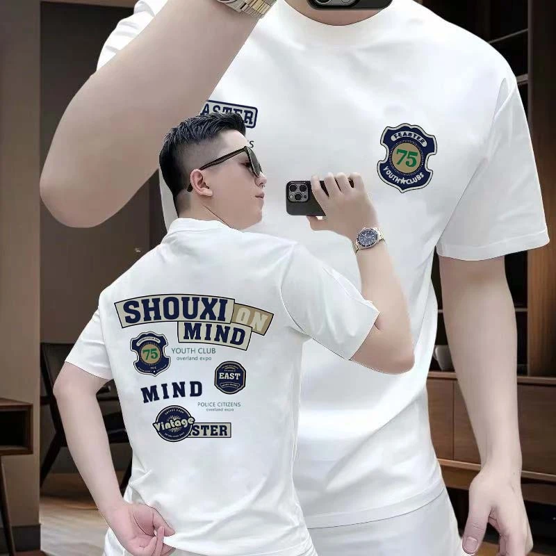 夏季新款潮牌重磅纯棉短袖T恤宽松百搭半袖圆领高级感美式上衣