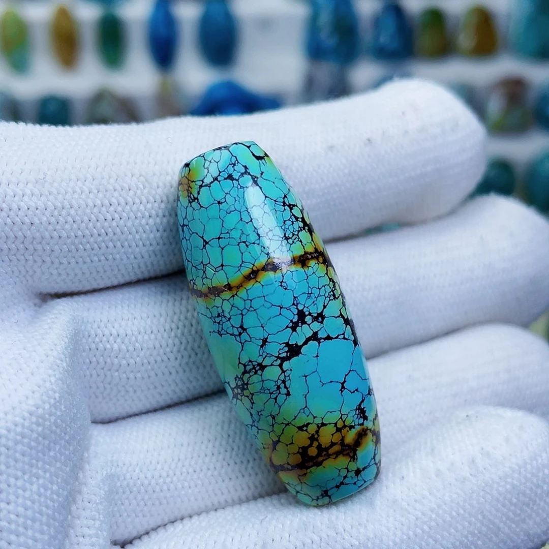 绿松石未镶嵌网花桶珠