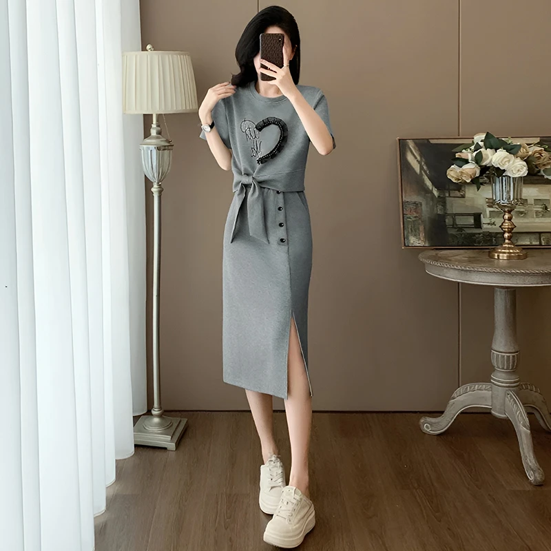 高含棉小个子运动服套装女2025年夏季新款不规则上衣半身裙两件套
