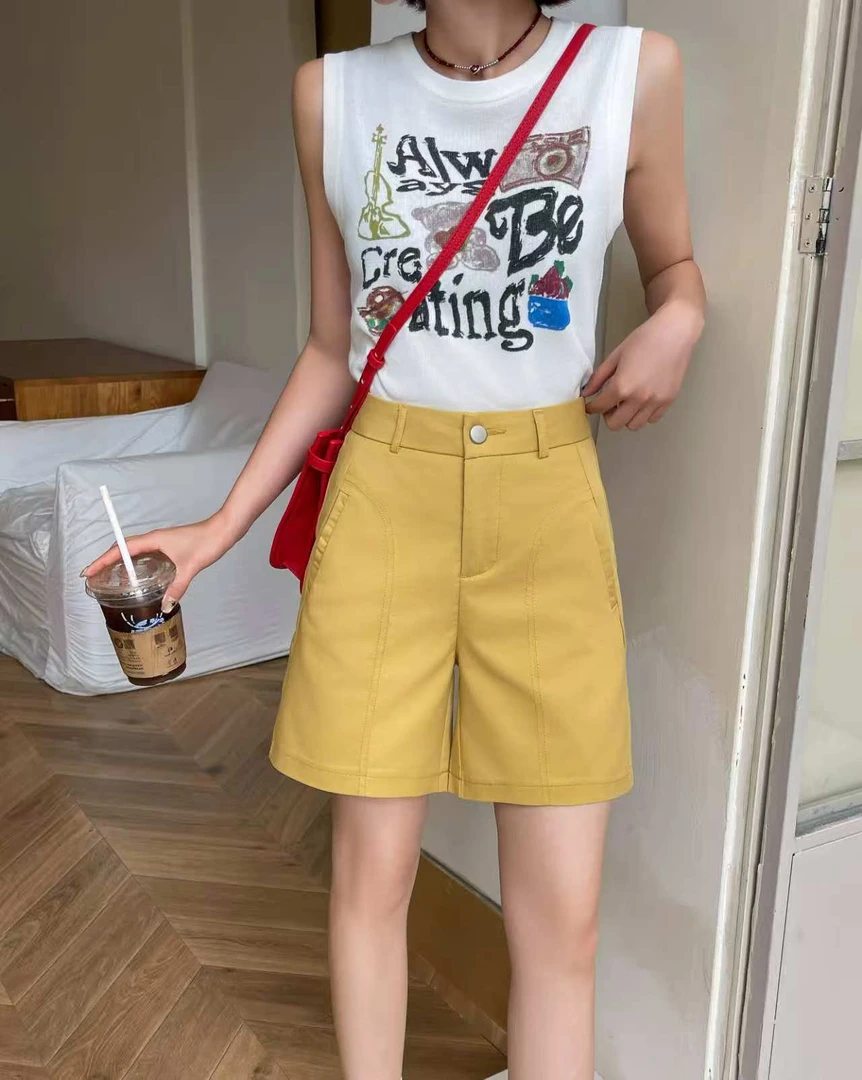 【慕妍专属】8152（裤长43）莱赛尔高弹力宽松a字阔腿短裤