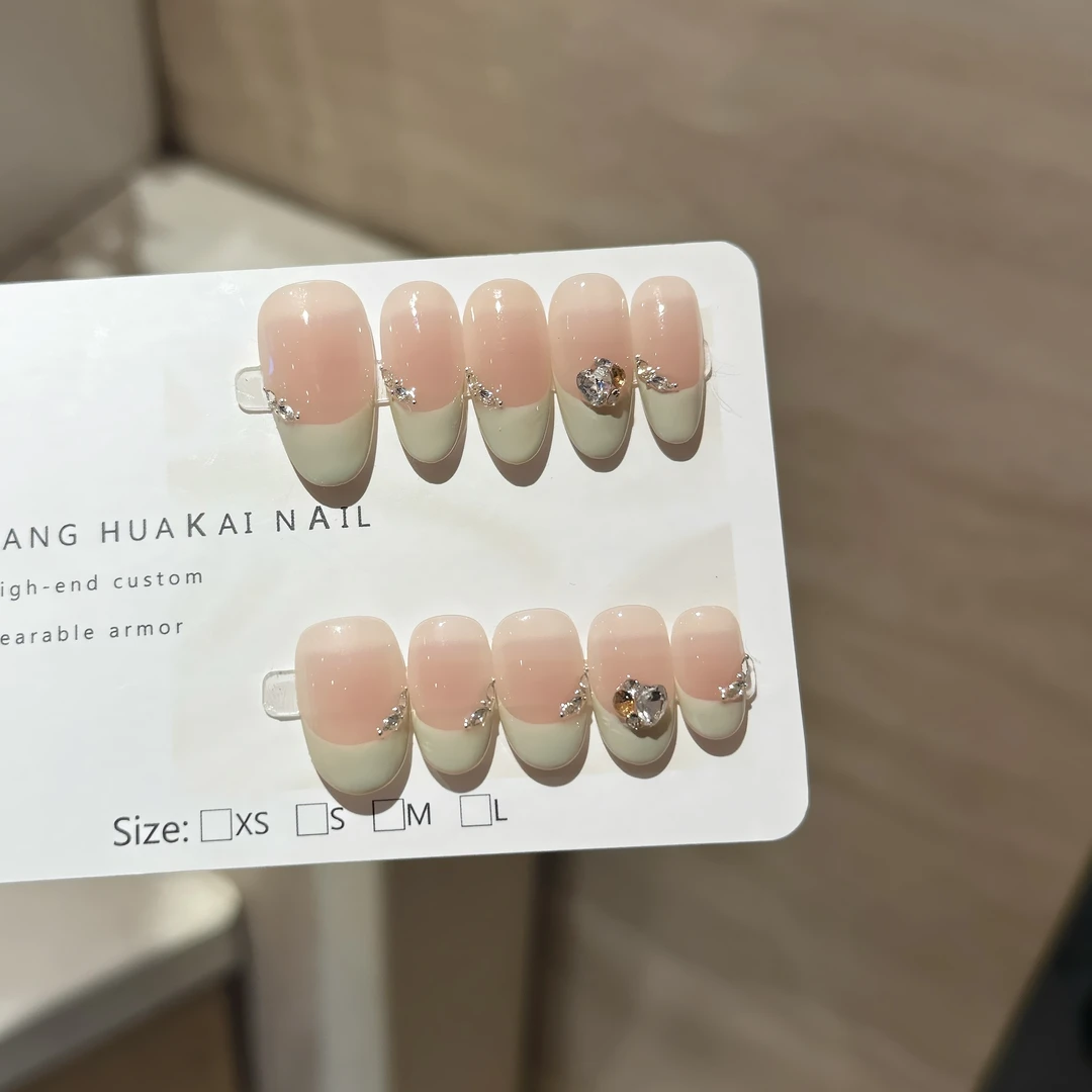 【抹茶奶芙】法式堆钻气质简约珍珠腮红 2051604 纯手工穿戴甲