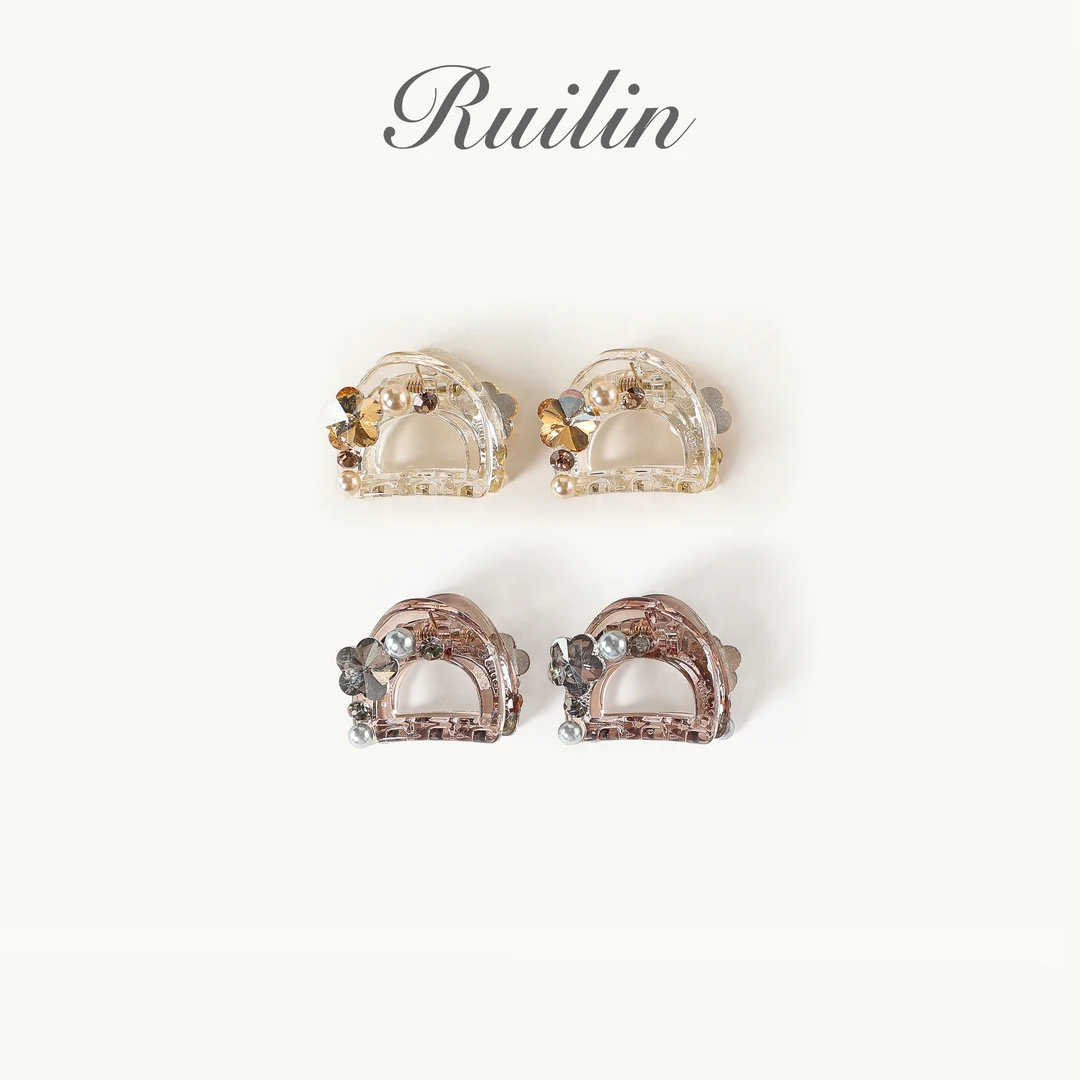 RUILIN【晶莹猫耳】时尚复古精致镶钻猫耳小抓夹高级感