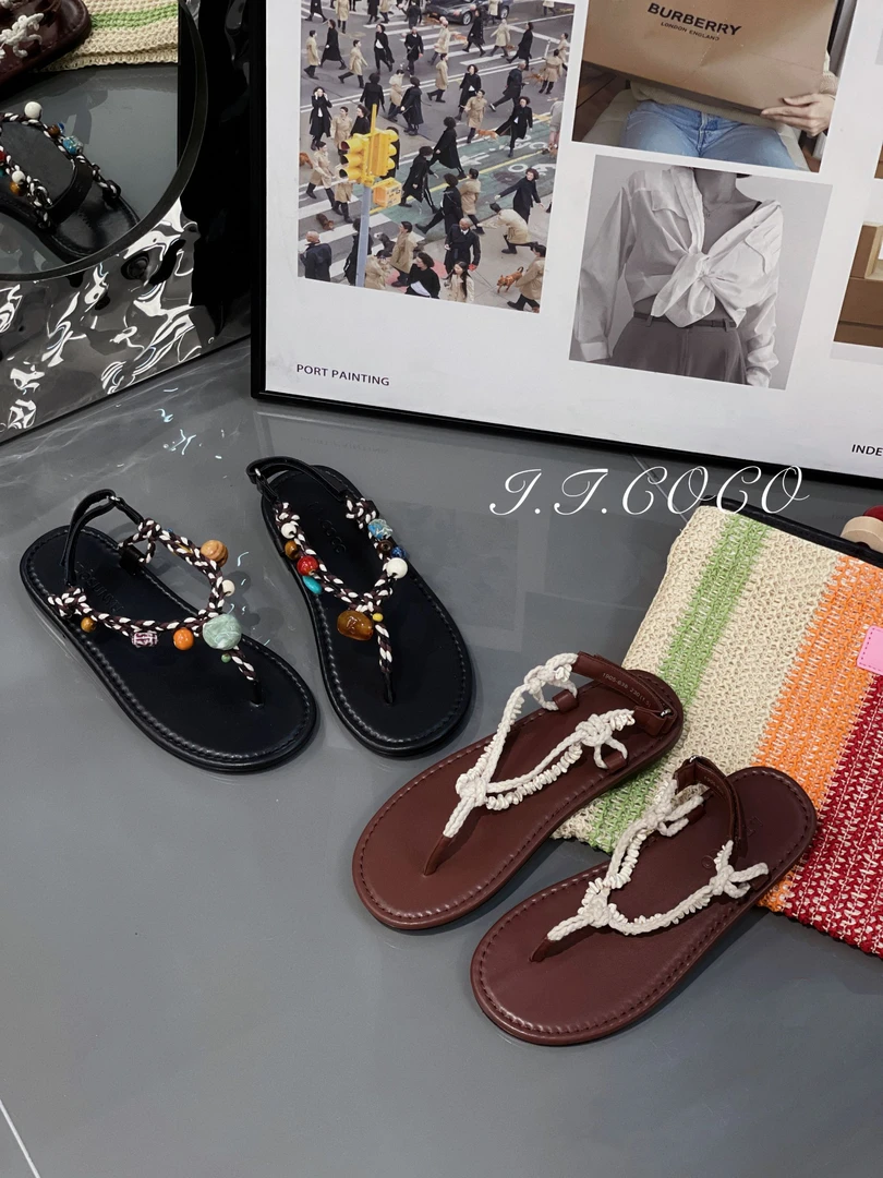 【景致】I.T.度假风编珠绑带人字拖凉鞋1905-638