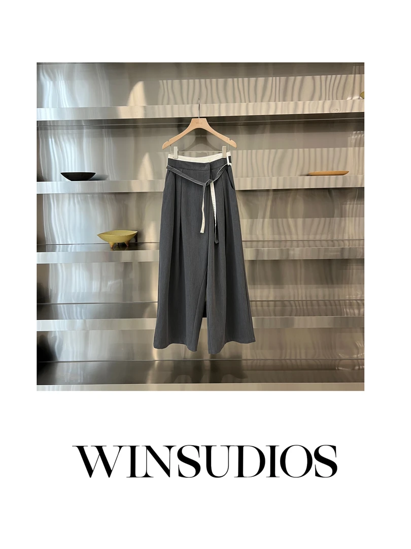 远山黛【Win小众定制款】绑带舒适阔腿裤