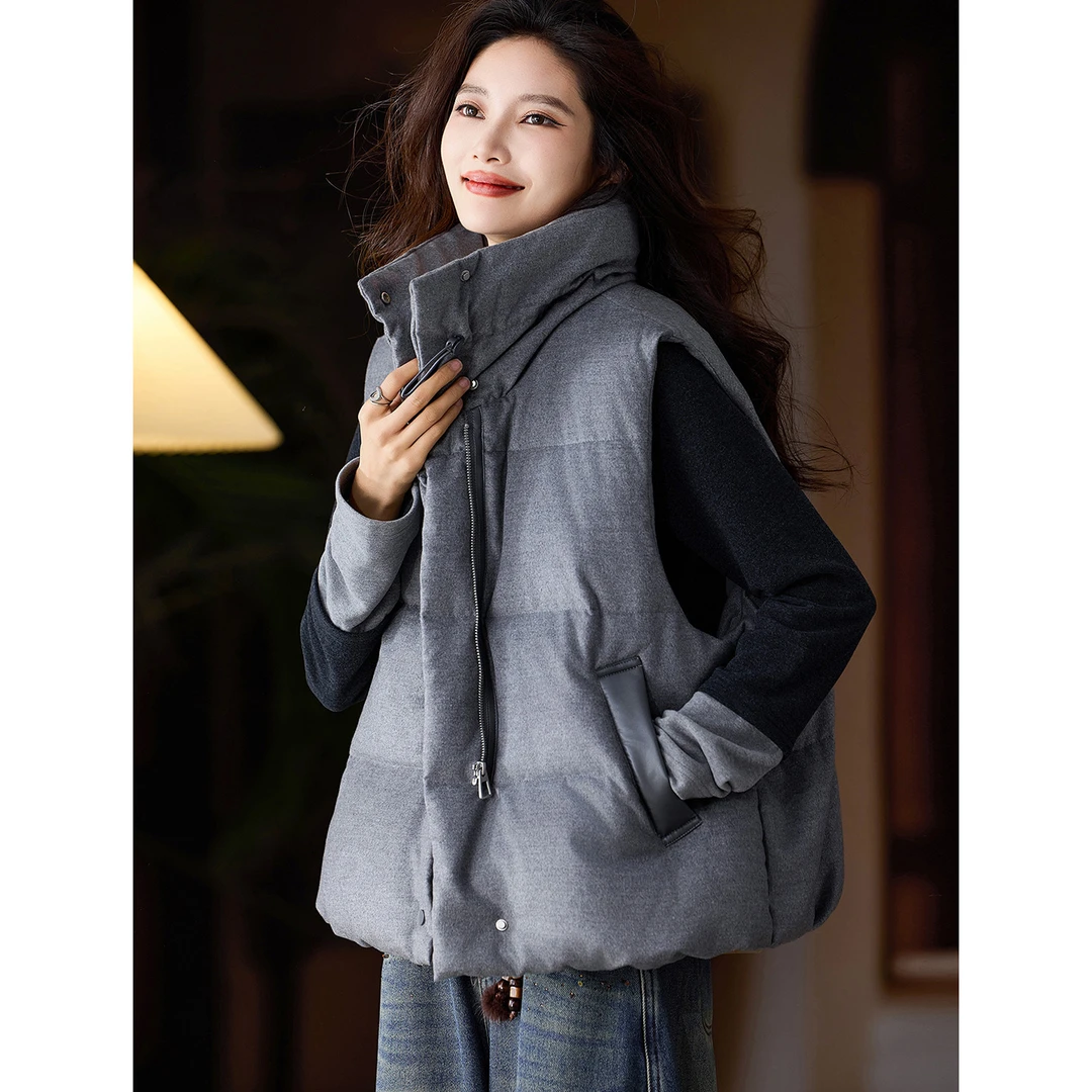 DUCURNO时尚立领羽绒服马甲女冬季2025新款时尚休闲百搭保暖外套