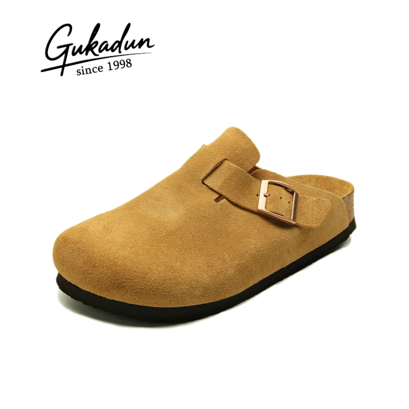 纯色系勃肯鞋职场休闲风中国码灰色系休闲鞋拖鞋半拖外穿真皮平底