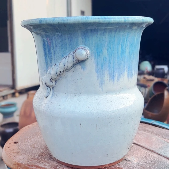 紫砂花盆高约22口约19瑕疵