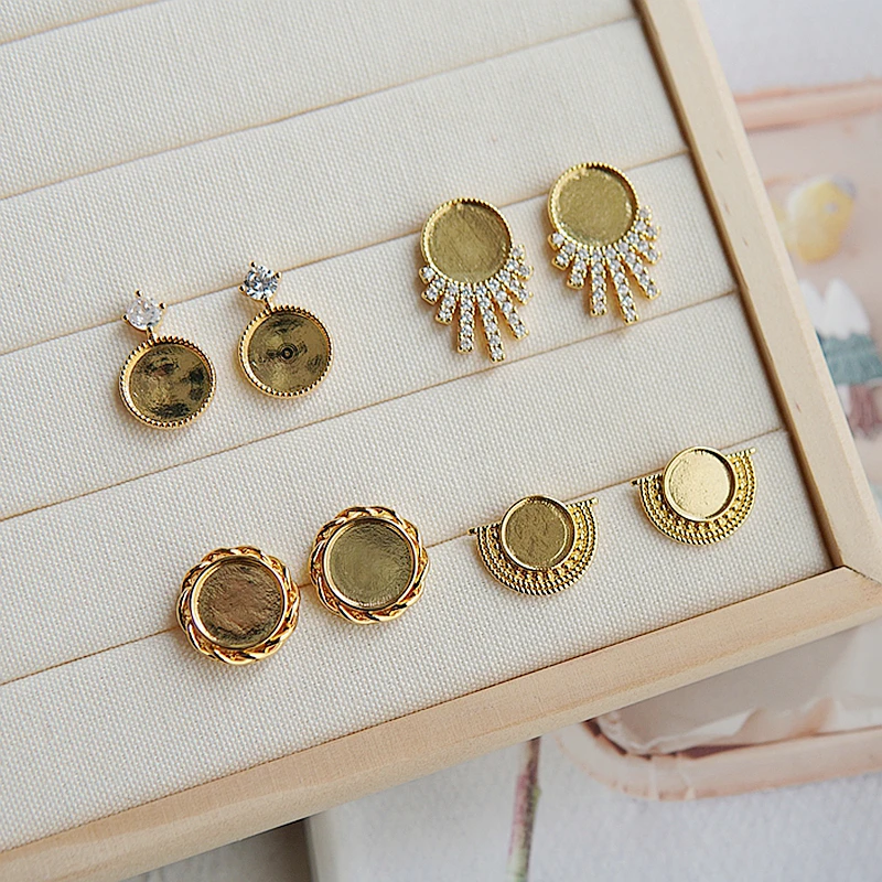 晗颖手工 玩偶模板宋锦蓝染刺绣新中式底托包布螺钿点翠带钻耳环