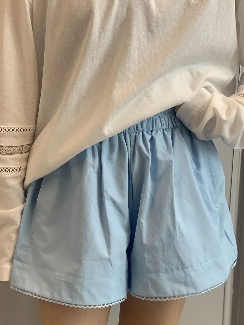 LABER THREE超绝显瘦阔腿花边短裤