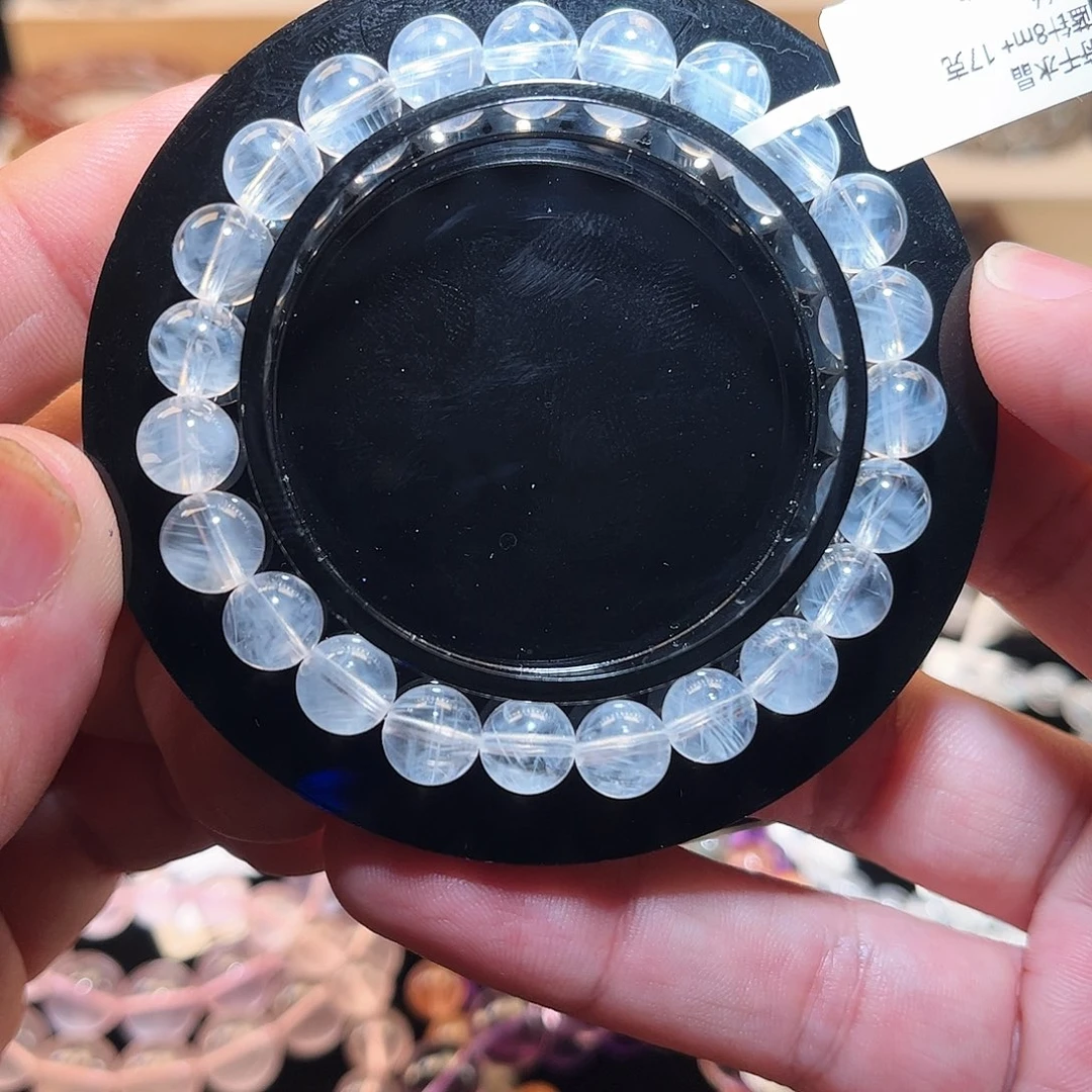 水晶手链未镶嵌蓝针500收藏级别黄水晶手串