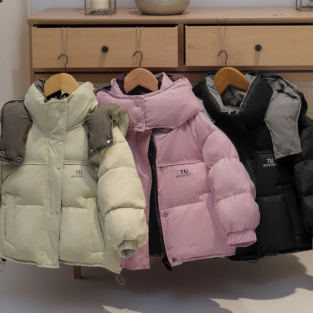 (双面可穿)2025儿童羽绒服洋气女童韩版拼色男童加厚免洗外套冬季