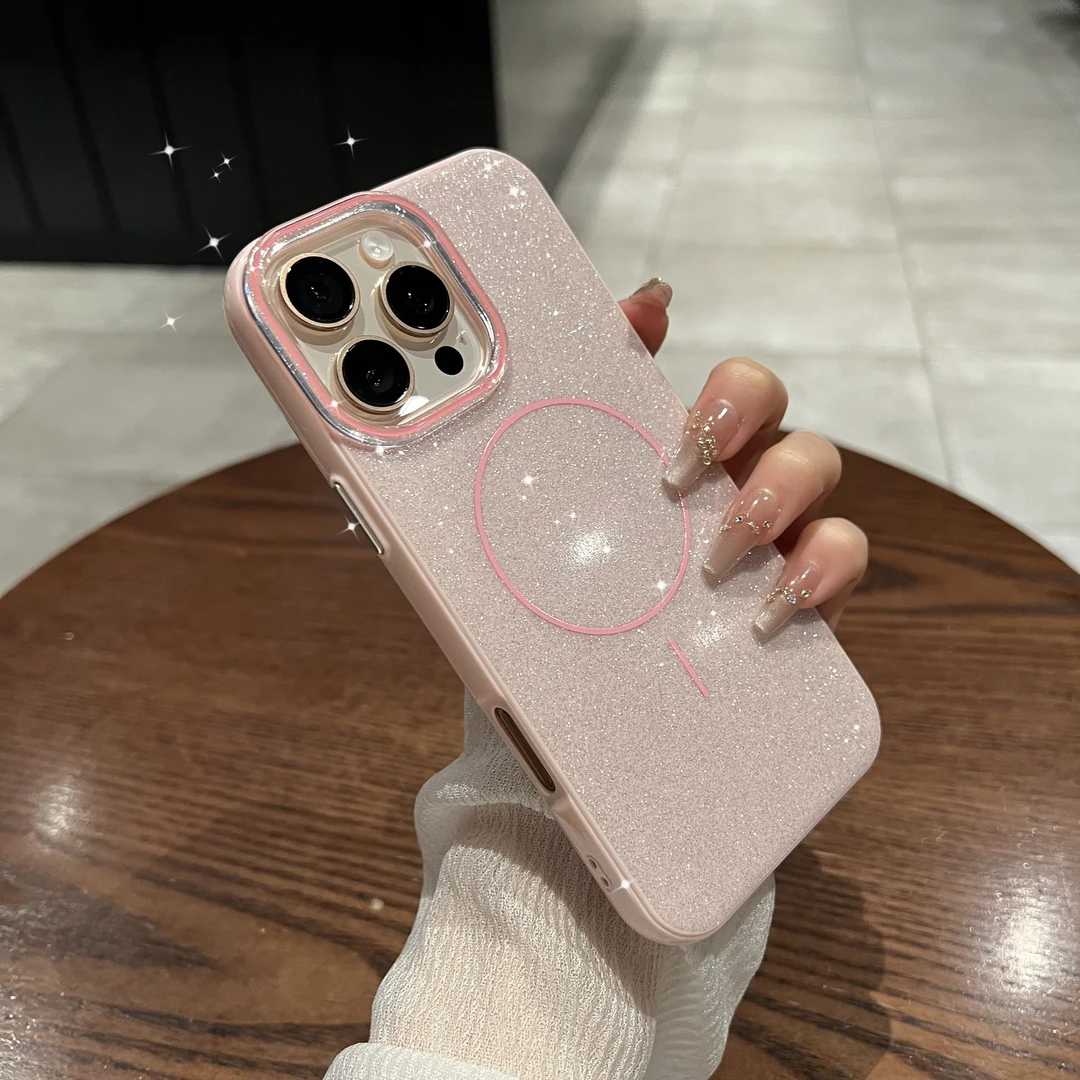 UMJ闪粉细磁吸适用iPhone16proMax手机壳苹果17air新款15女14防摔