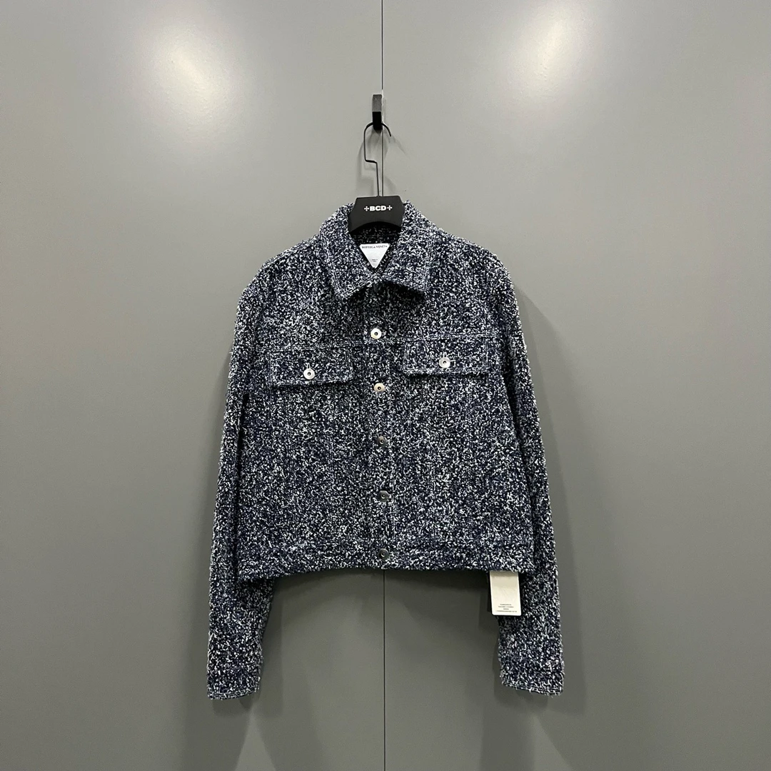 95新 BOTTEGA VENETA/葆蝶家 q217 混色编织翻领夹克 52码/bc0090