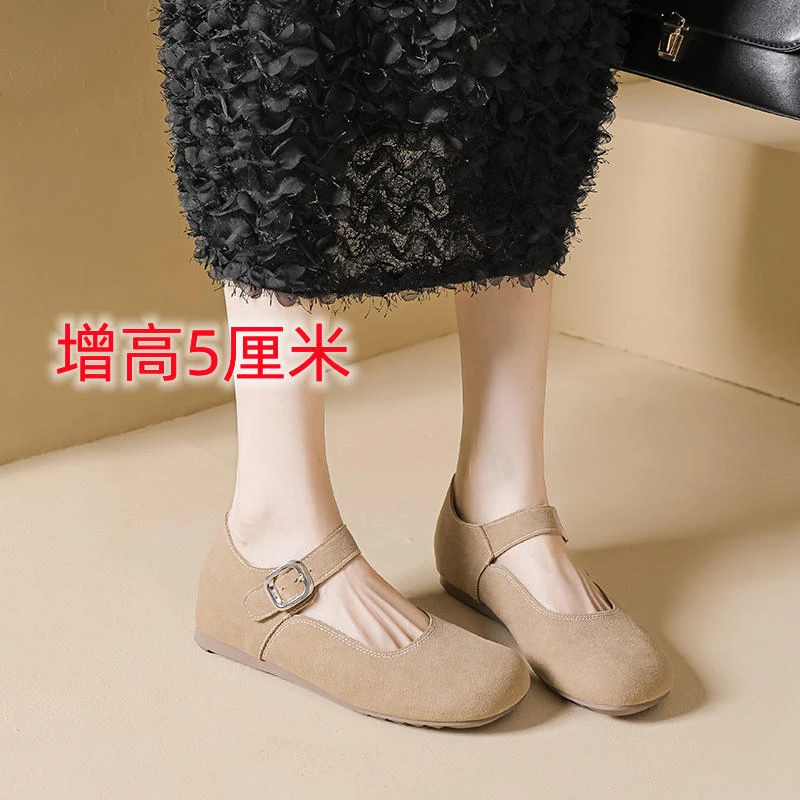 同款内增高5厘米  泡芙软面包大圆头jk休闲厚底玛丽珍单鞋