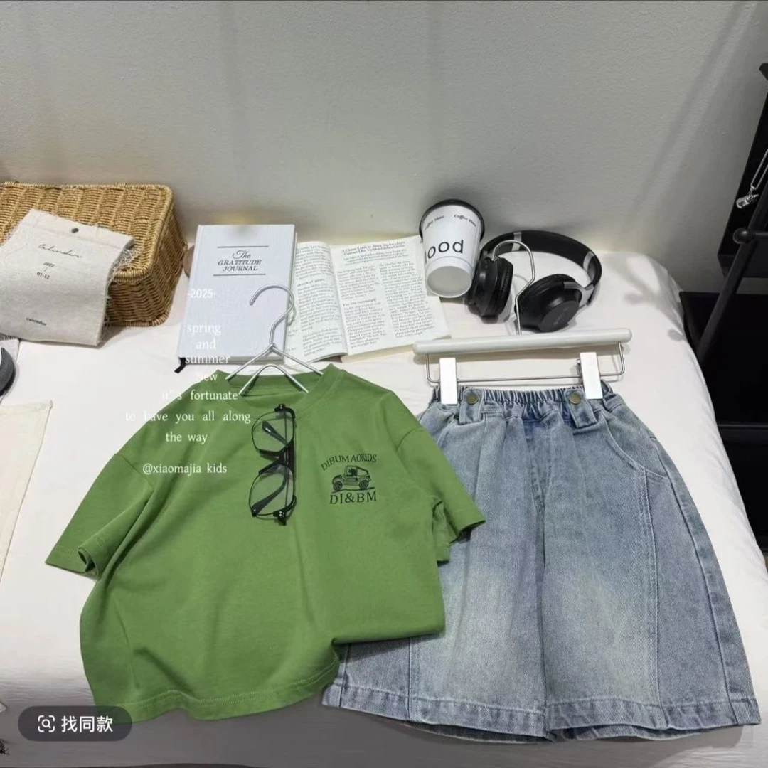 男童夏季套装新款炸街洋气韩版儿童宝宝印花短袖短裤两件套 FY