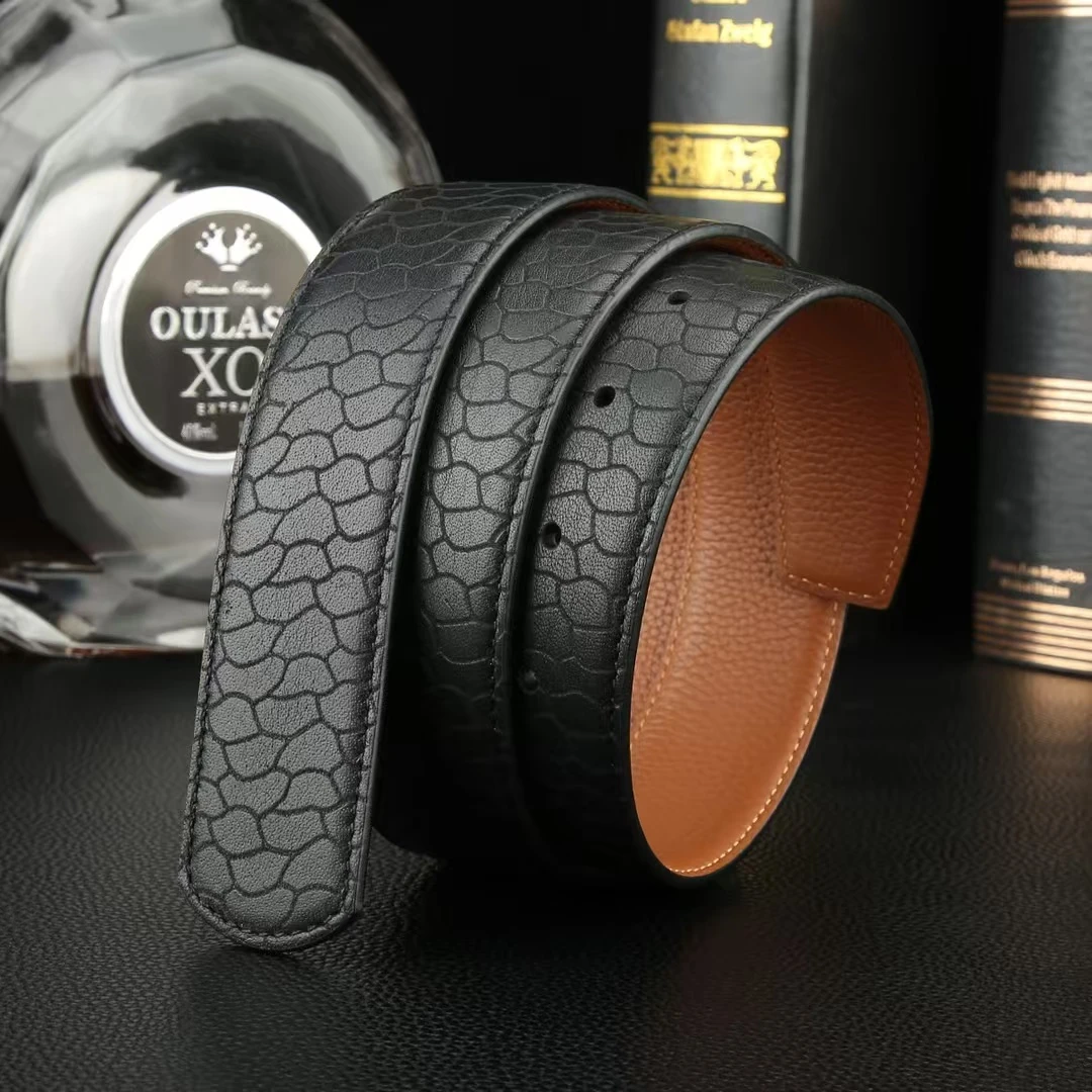 高品质togo皮圆头扣挂扣皮带条双面头层牛皮3.8cm单带真皮扣头