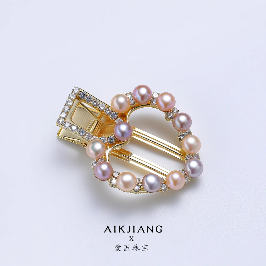 AIKJIANG/爱匠【白总】淡水珍珠6-7mm左右合金发夹简约百搭