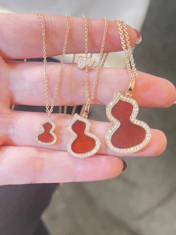 【重金版】18K金钻石玛瑙葫芦项链（多样性发货 只发一件）