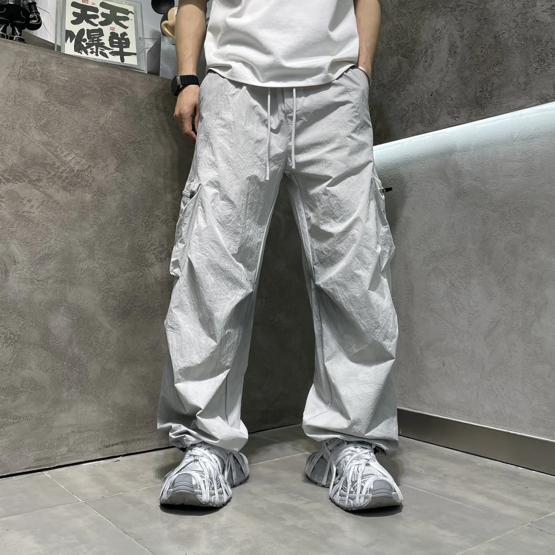 夏季薄款美式直筒工装裤休闲百搭晕染复古宽松透气轻薄日系男裤