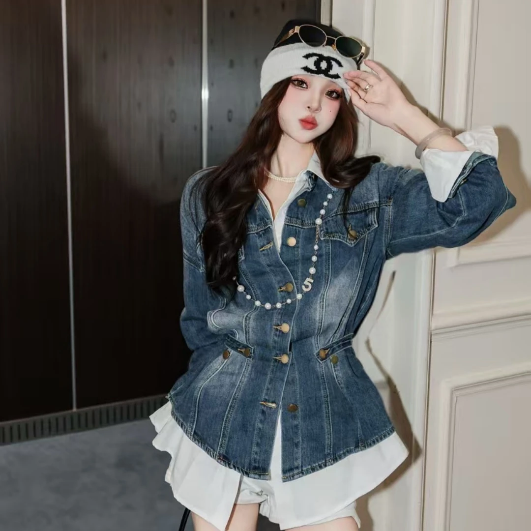 SISTER姐妹家绝色佳人设计款收腰特色牛仔衬衫➕宽松版白衬衣休闲