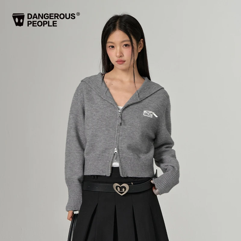 Dangerouspeople薛之谦dsp短款毛衣连帽开衫简约百搭时髦针织衫