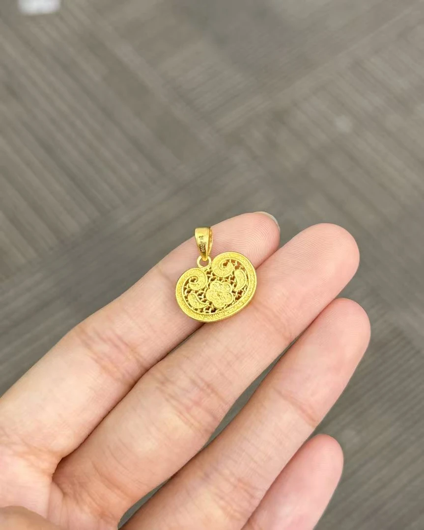 足金999 大版有钱花吊坠