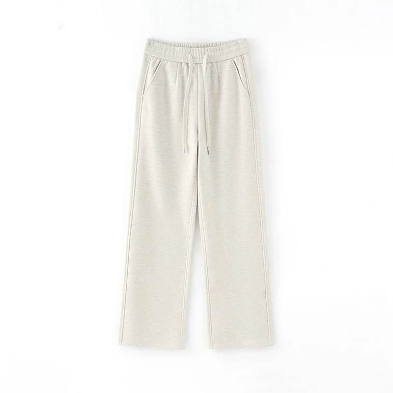 秋冬季时尚百搭纯色保暖高腰直筒休闲裤