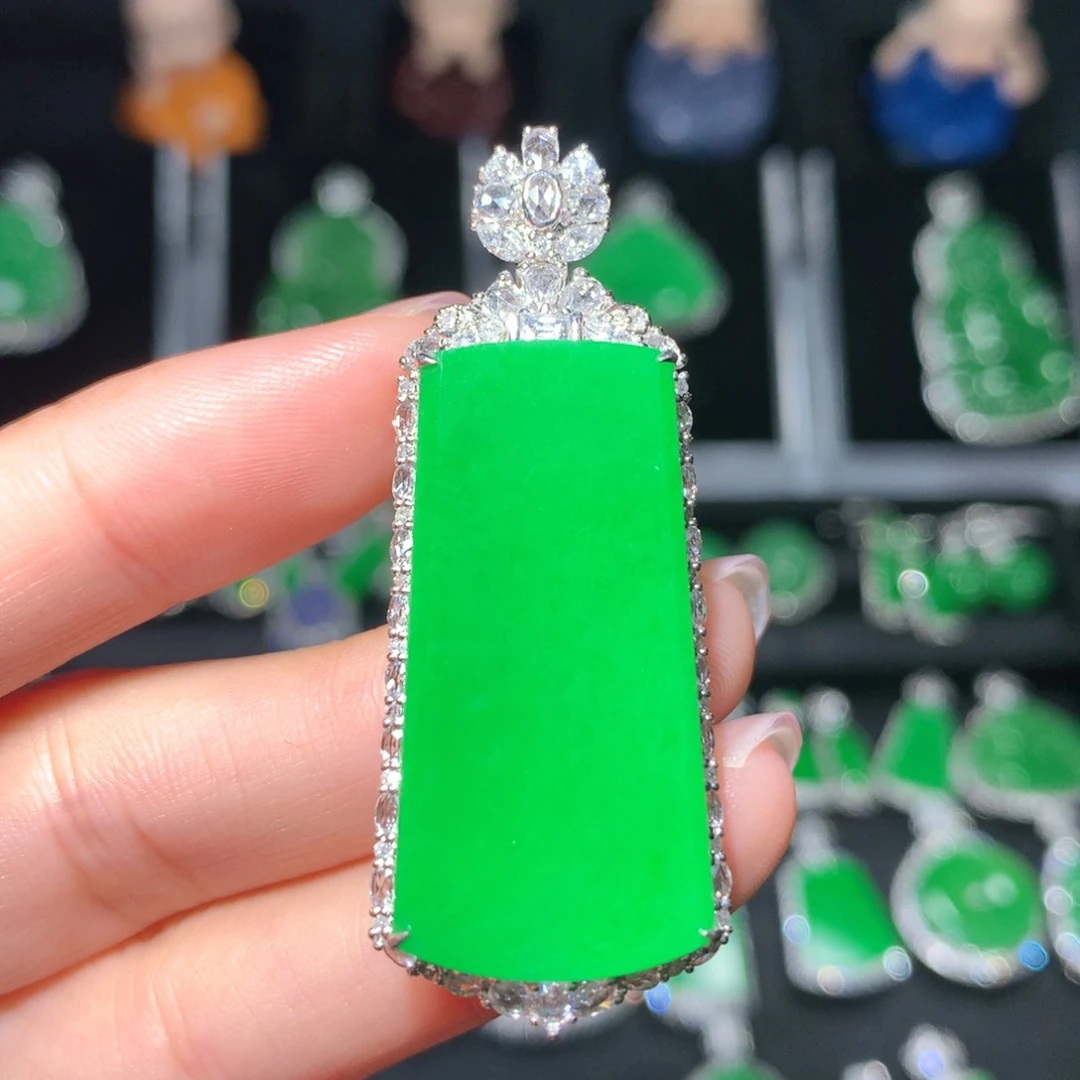 翡翠18K金镶嵌吊坠(不含链)翡翠