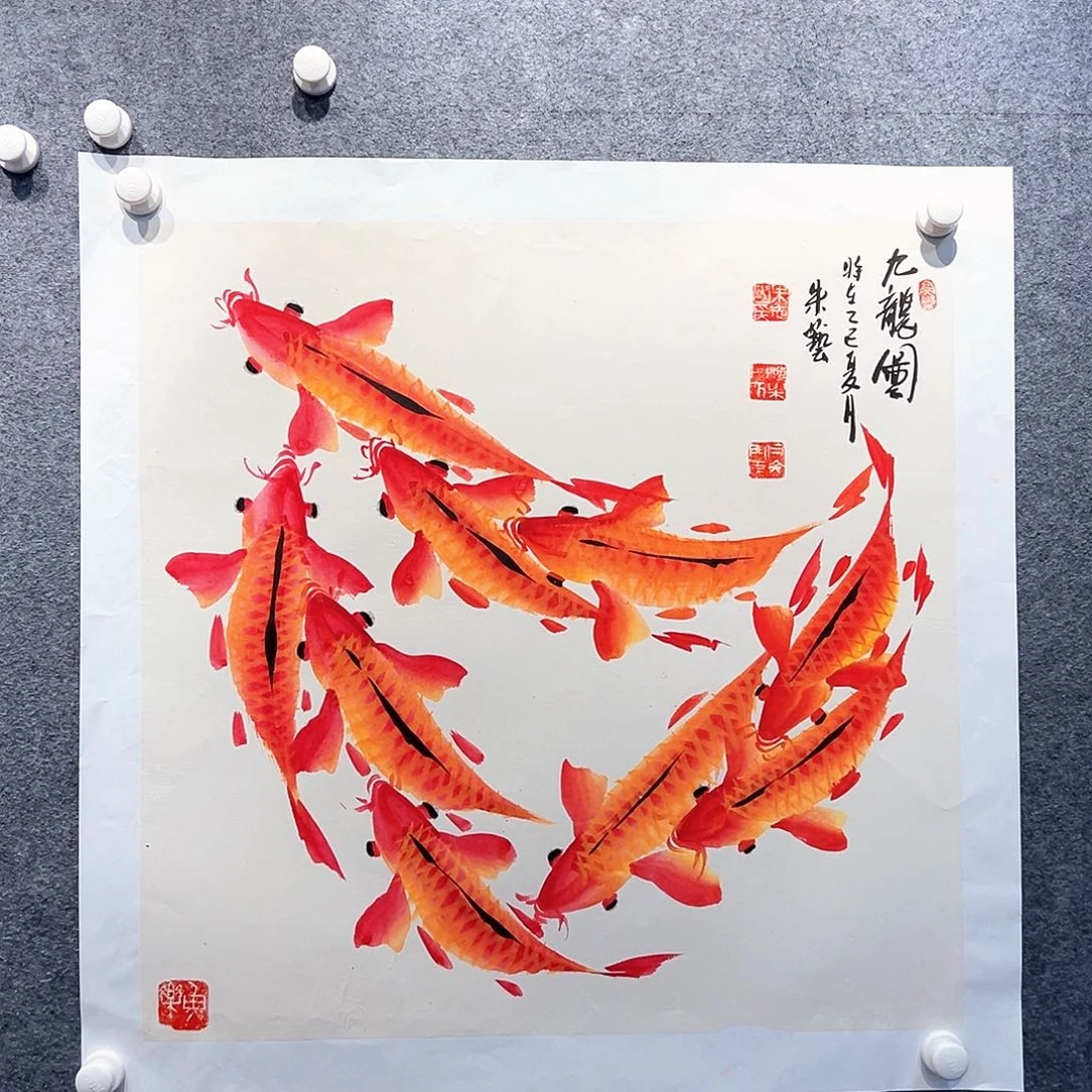 国画知鱼之乐纯手绘画
