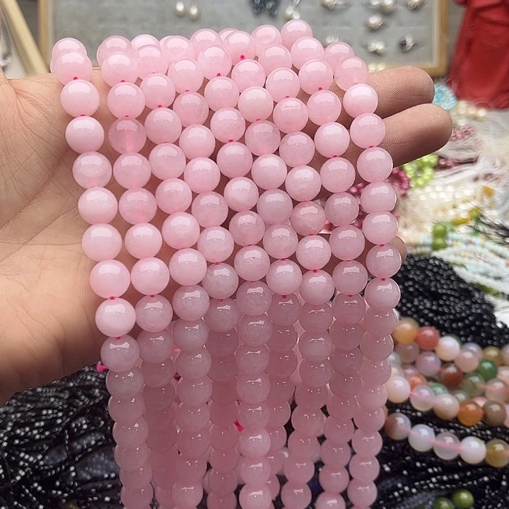 玛瑙/玉髓珠宝半成品未镶嵌一条10mm粉晶