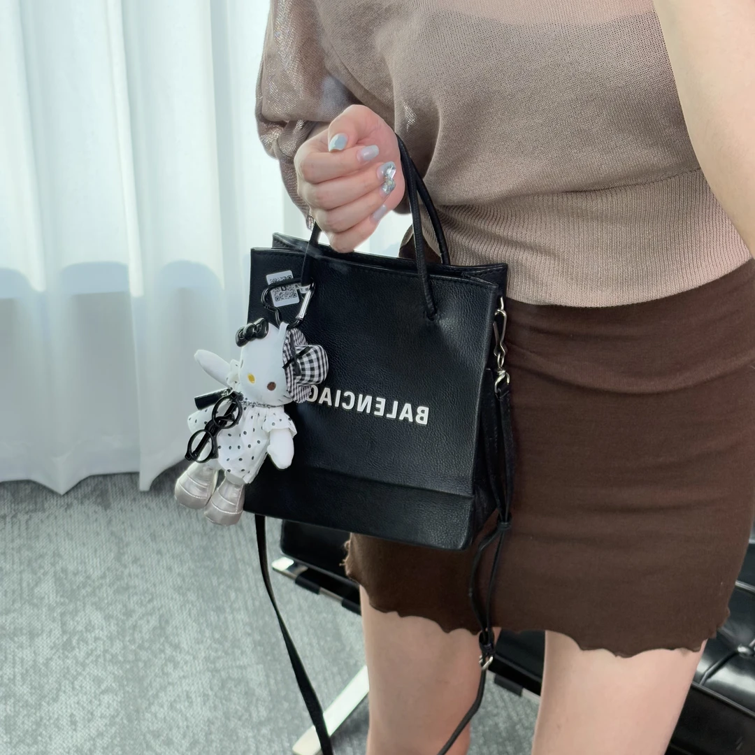 95新 Balenciaga/巴黎世家 黑色购物袋手提斜挎包jx