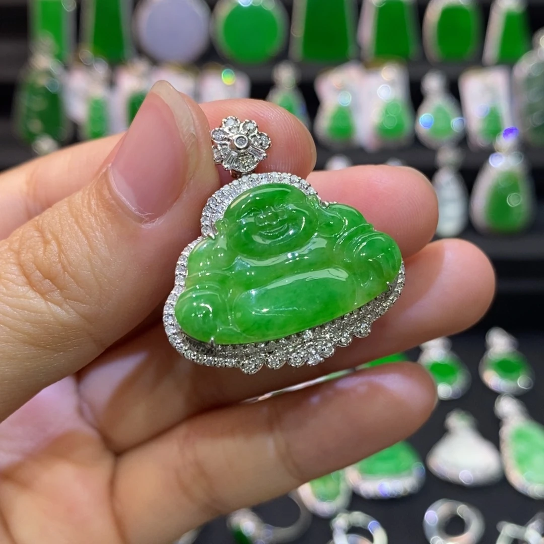 翡翠18K金镶嵌吊坠(不含链)清货价
