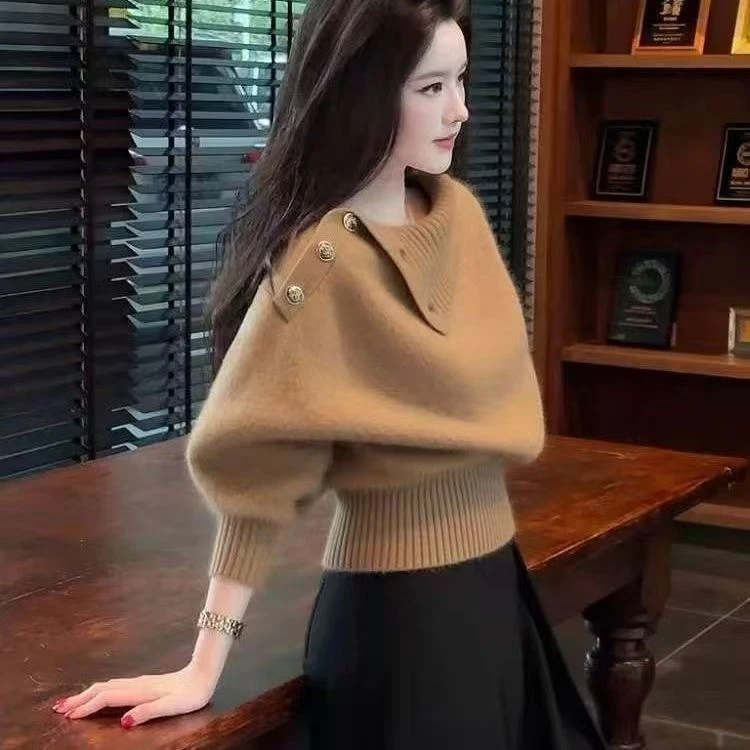冬季春季不褪色针织短款加厚毛针织衫针织衫拼接韩版
